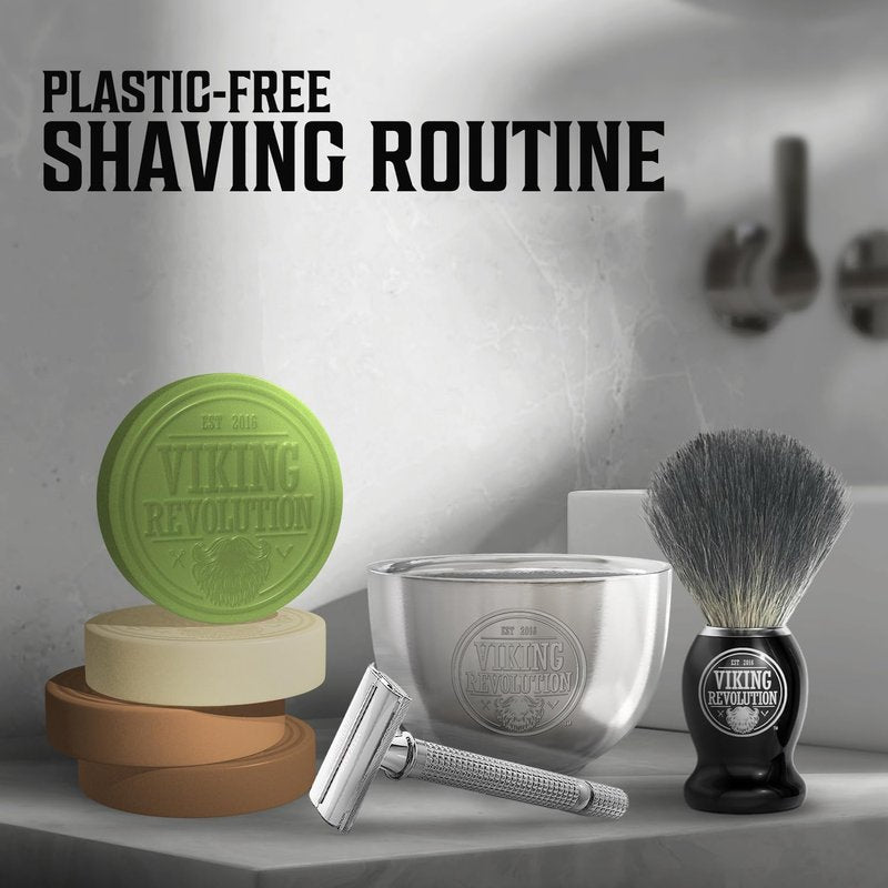 Viking Revolution Shaving Soap for Men - Shave Soap for Use with Shaving Brush and Bowl for Smoothest Wet Shave, Shaving Soap Puck - 4 Pack Variety, Each Pack 2.5oz (Vanilla, Bergamot, Tobacco, Oud)