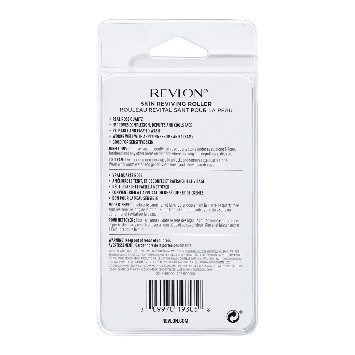 Revlon Skin Reviving Roller - Rose Quartz Facial Massager for Brightening & Revitalizing | Compact & Reusable