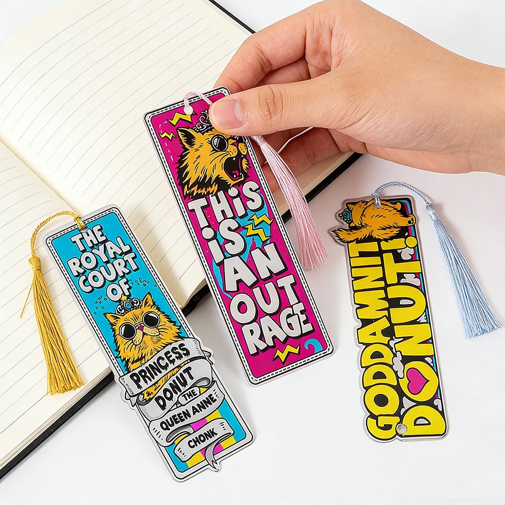 3Pcs Dungeon Crawler Carl Princess Donut Bookmarks, Funny Cat Page Markers, Gifts for DCC Fans & Book Lovers (3PCS-Cat)