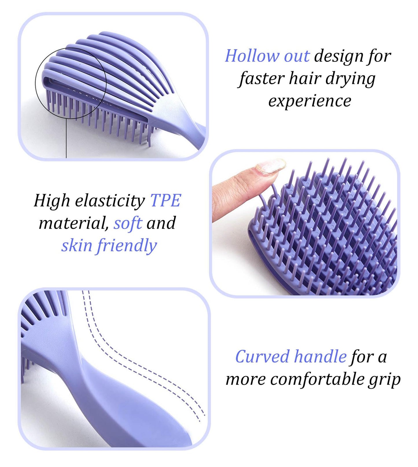 Professional Curved Vent Brush, Wet and Dry Use Curling Comb, Detangling and Massaging Hair Brush (Pink)