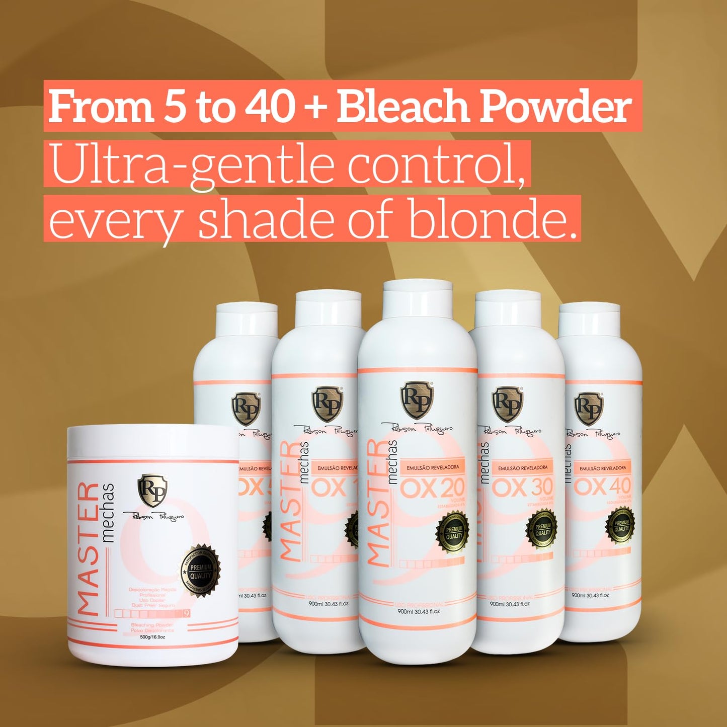 Robson Peluquero Master Mechas OX Hair Bleach 20 Volume, Hair Developer - 900mL | Professional High-Lift Cream Peroxide for Bleach Hair, Highlights, Balayage | Controlled Lightening & Protection