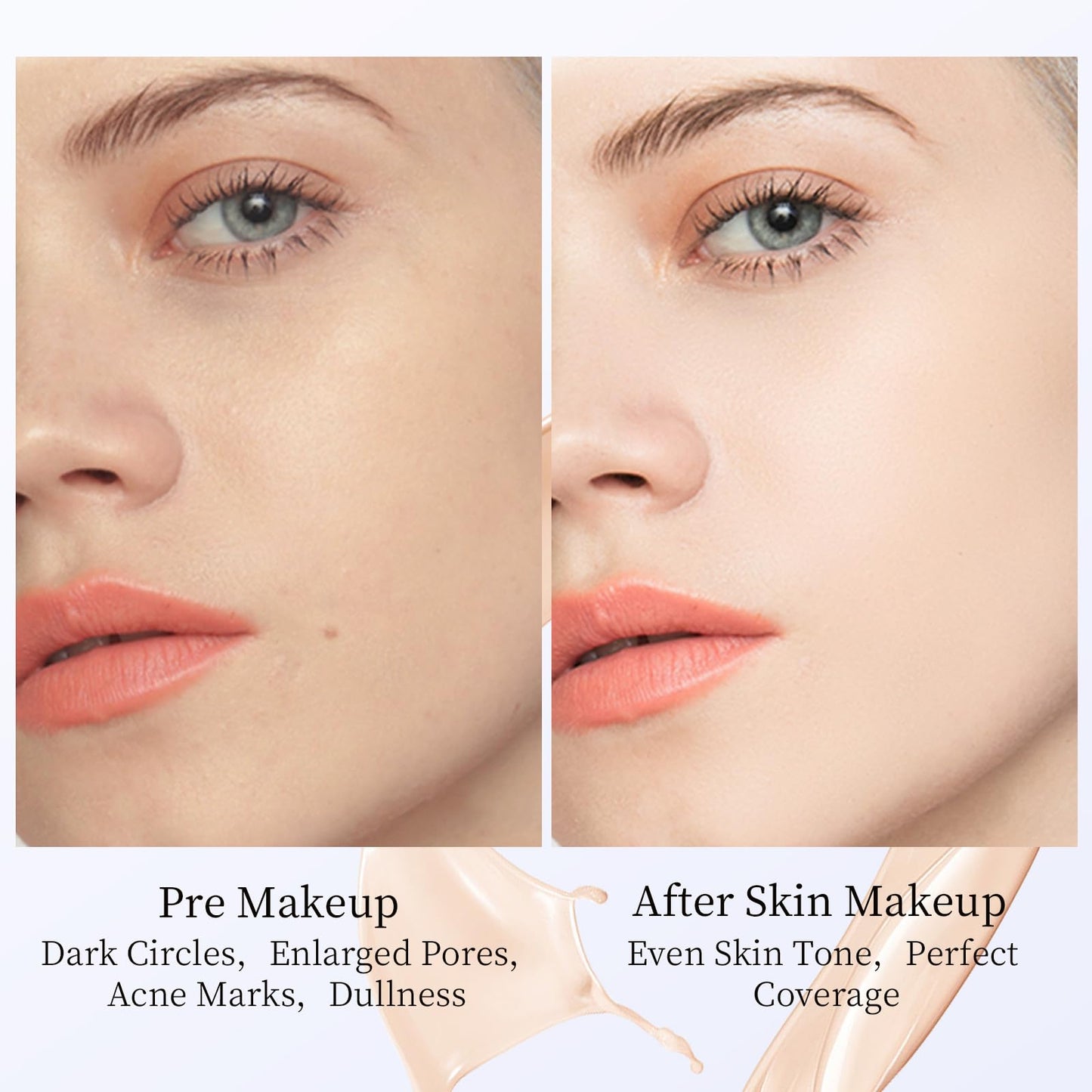Liquid Foundation SPF 50, 30ml Full Coverage Lightweight Concealer Foundation, Long Lasting Oil Control Waterproof Face Foundation, Even Skin Tone, Daily Sun Protection