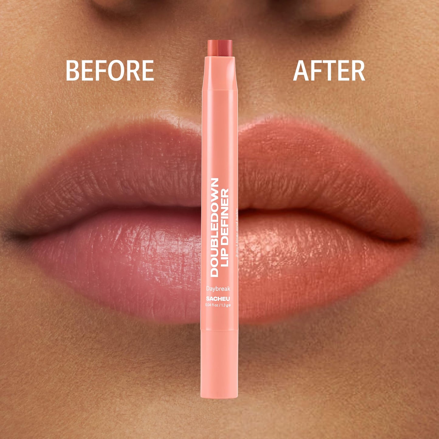 Sacheu DoubleDown Lip Definer — 2-in-1 Lip Liner & Balm — Long-Lasting K-Beauty Lipstick with Satin Finish, Avocado Oil & Vitamin E