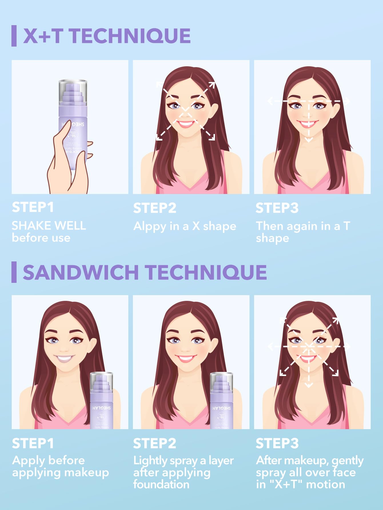 SHEGLAM Lock'd In Setting Spray Mattifying Effect Quick-Drying Long Lasting Makeup Locking Spray Oil-Control Non-Greasy Makeup Setting-Purple