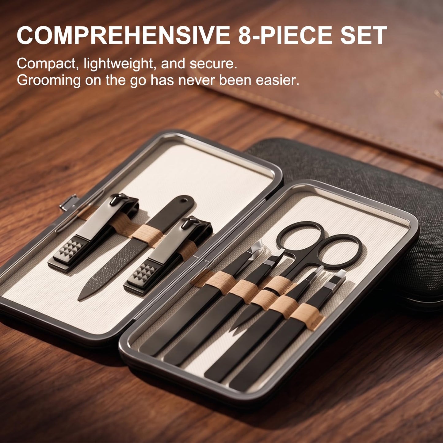 Fangze Nail Clippers and Tweezers Set, 8 Pcs Stainless Steel Manicure Pedicure Kit for Thick Nails, Travel Nail Grooming Tools with Case, Gifts for Men & Women