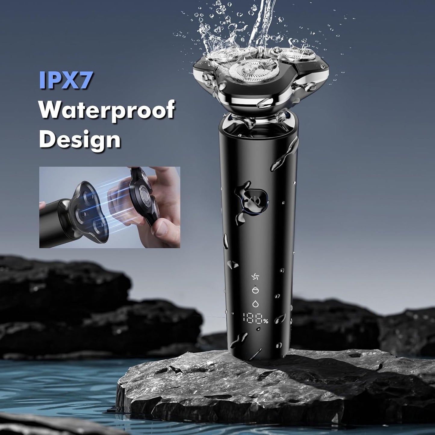 Electric Razor for Men - 2025 Magnetic Waterproof Shaver with Smart LED Display | Wet/Dry Use & All-in-One Charging Base