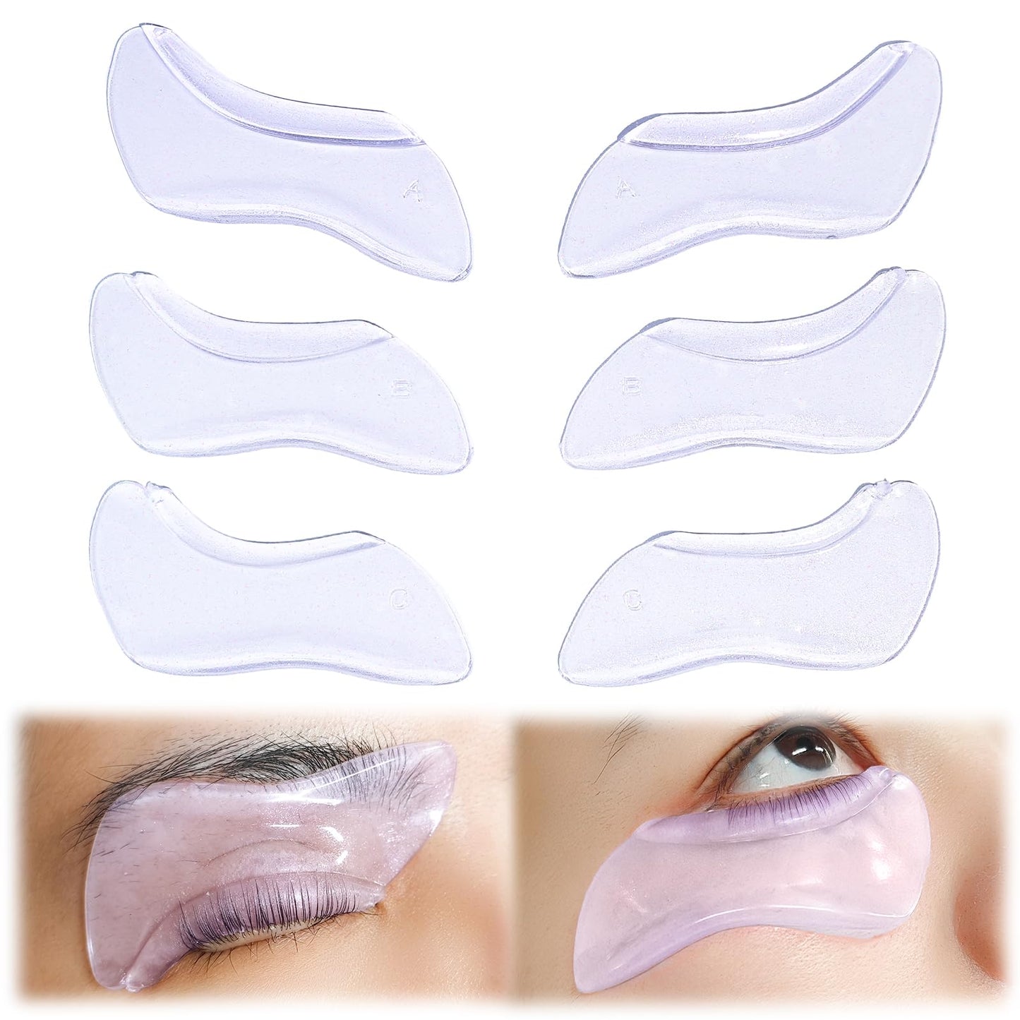 Libeauty Self-Adhesive Lash Lift Shields, 6 Pcs Lower Eyelash Lift Pads for Lifting and Curling, Silicone Lash Rods for Upper Eyelash Perm and Color, Reusable for Salon & DIY Use