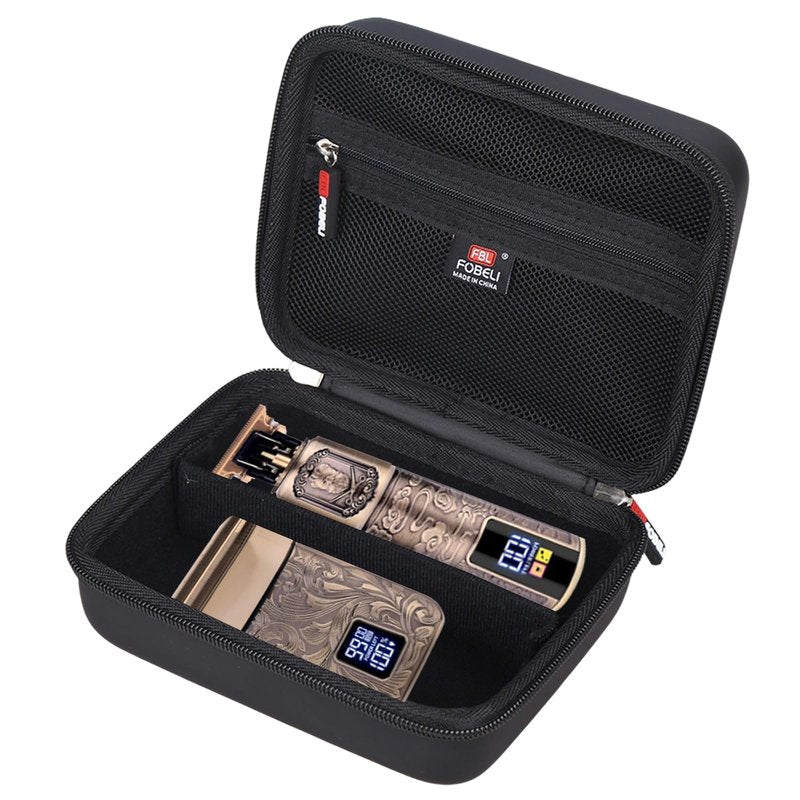 FBLFOBELI Hard Storage Case for Ufree/for Hatteker/for Brightup FK-8788T/ for Wahl 9916-817V Electric Razor Foil Shavers, Hair Beard Trimmer Grooming Shaving Kit Holder (PU Black)