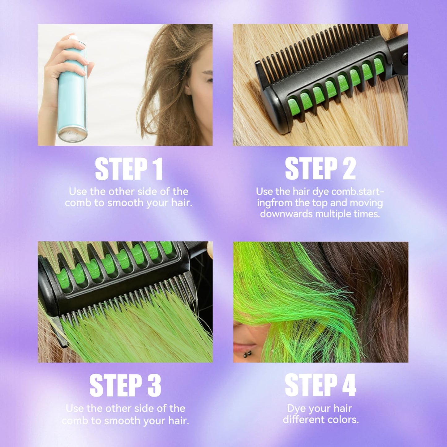 BEUKING Temporary Color Hair Dyeing Comb, Disposable Folding Hair Dye Comb, Washable Highly Pigmented Easy to Dye for Halloween Christmas Festivals DIY Party
