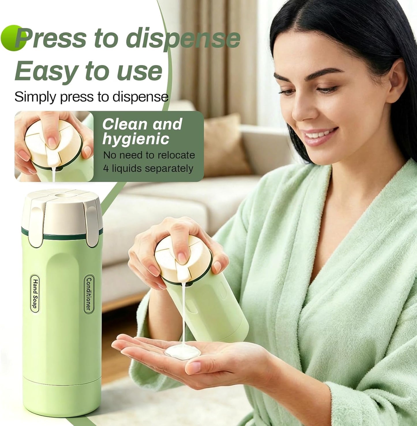 4 in 1 Travel Dispenser Bottle Set - Leakproof 30ML Toiletry Containers | TSA Approved, Labelled for Shampoo, Lotion, Conditioner, Cream