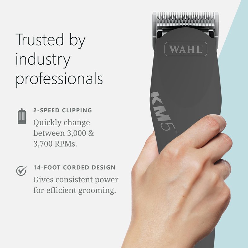 Wahl Pro Animal Curly Coat - KM 2-Speed Pro Clipper - Cat & Dog Grooming Clipper for Pet Care - Great for Poodles & Golden Doodles - Includes 2 Stainless Steel Guide Combs - Gunmetal