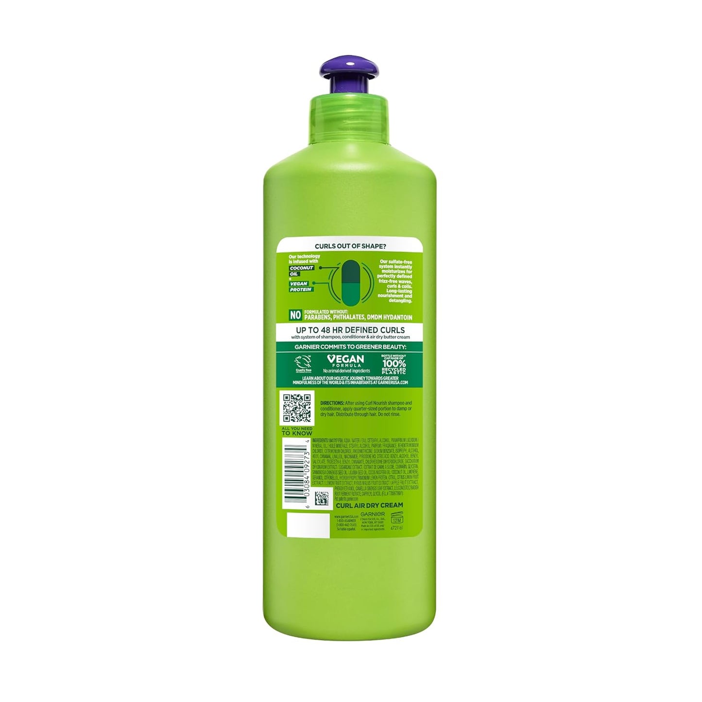 Garnier Fructis Curl Nourish Leave-In Conditioner - Sulfate-Free Curl Defining Cream for Moisture & Frizz Control | 16.9 Fl Oz
