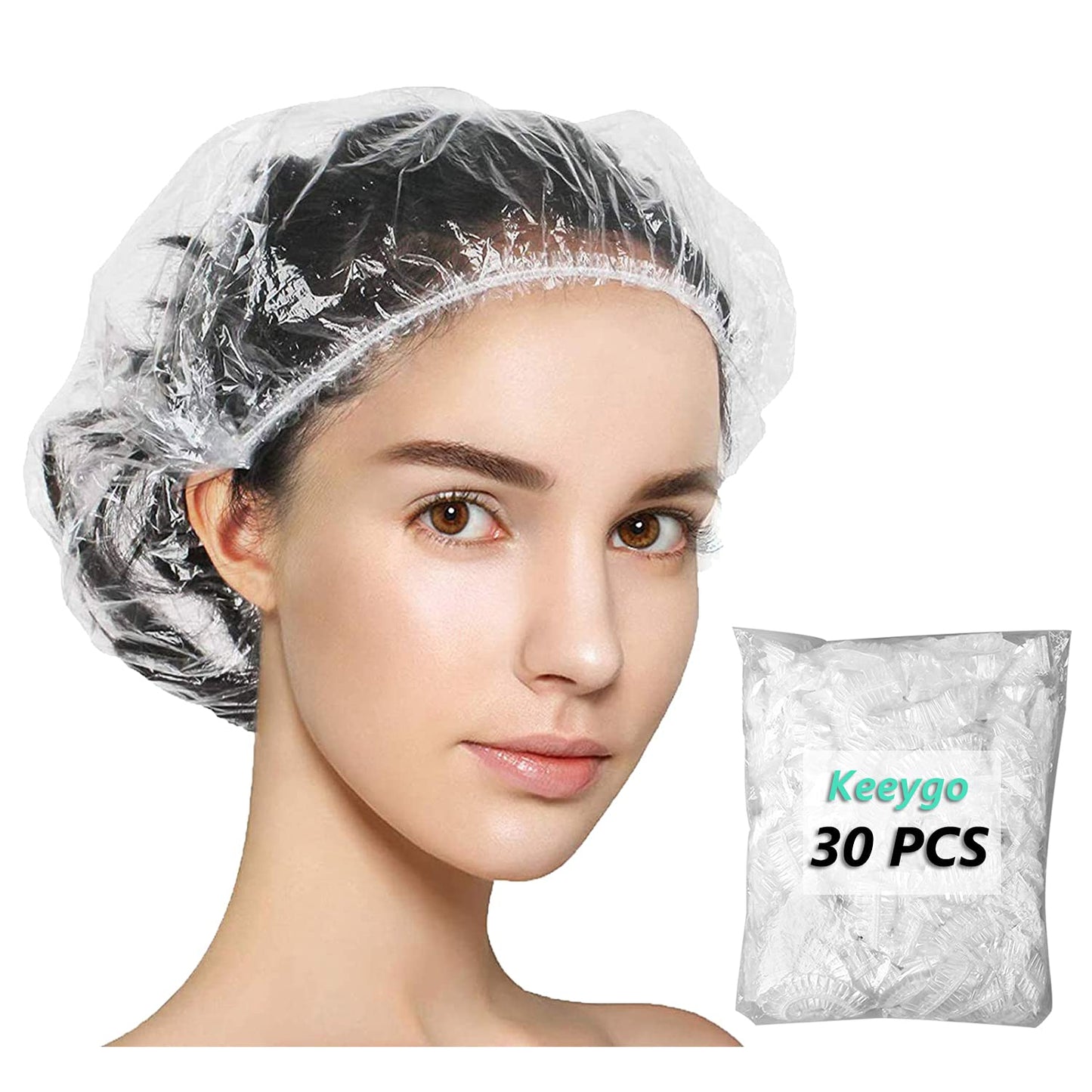 Disposable Shower Caps - 100 PCS Clear Waterproof Hair Caps for Women | Travel & Hotel Essentials (20.5")