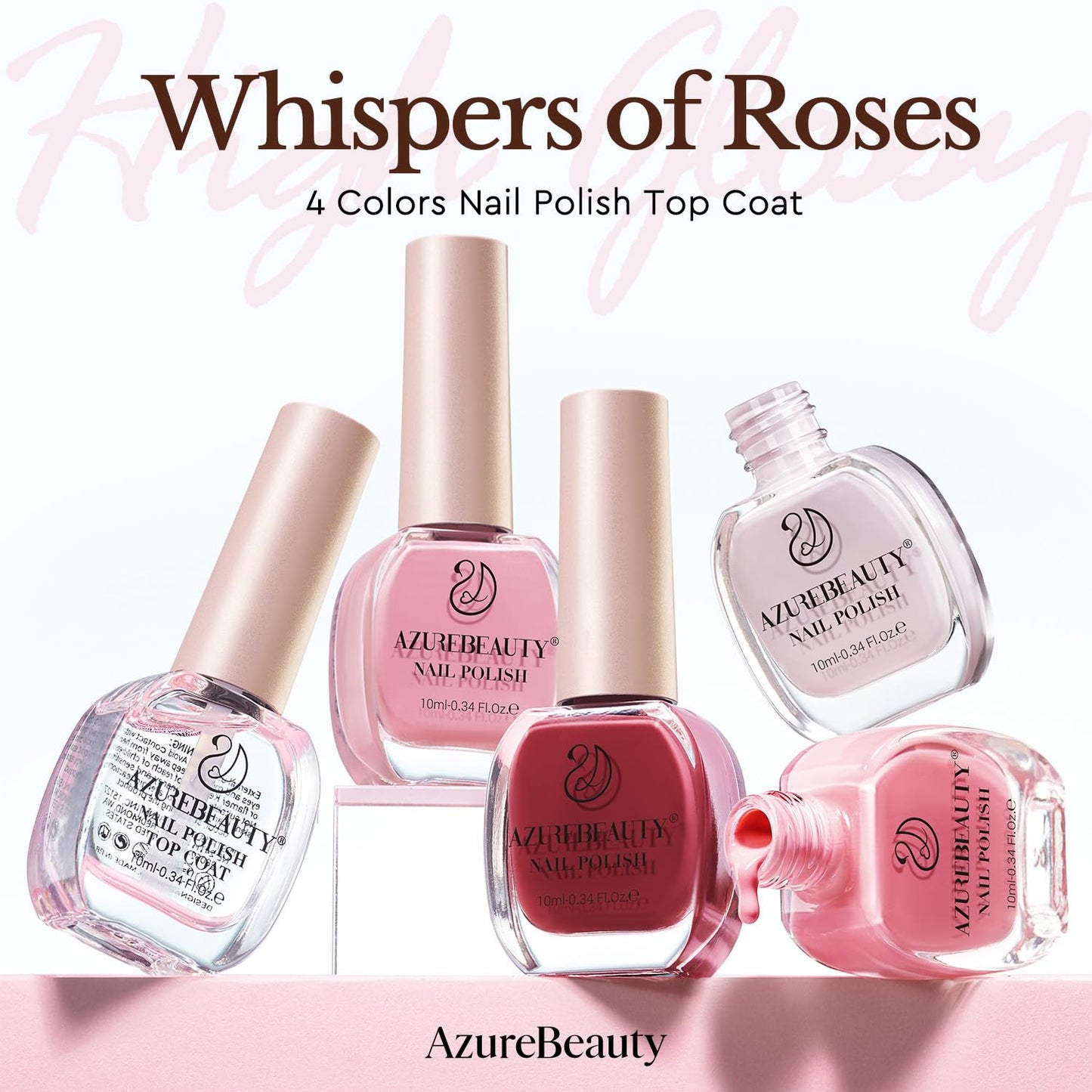 Pink Nail Polish Set - 4 Glossy Shades for Natural Nails | DIY Manicure Gift for Women
