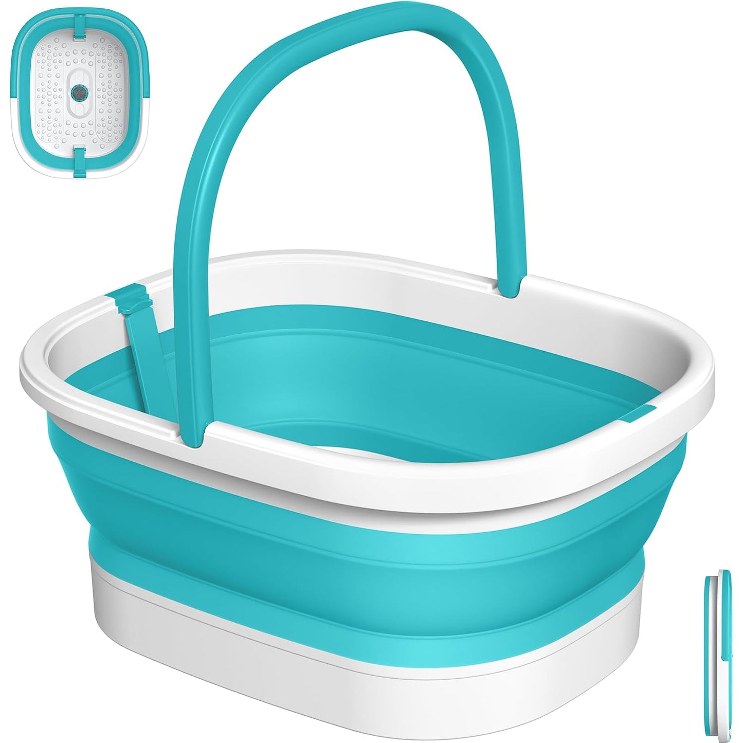 Collapsible Foot Soaking Tub - 138 Acupressure Nodes & Pumice Stone | Foot Massager for Pedicure Spa