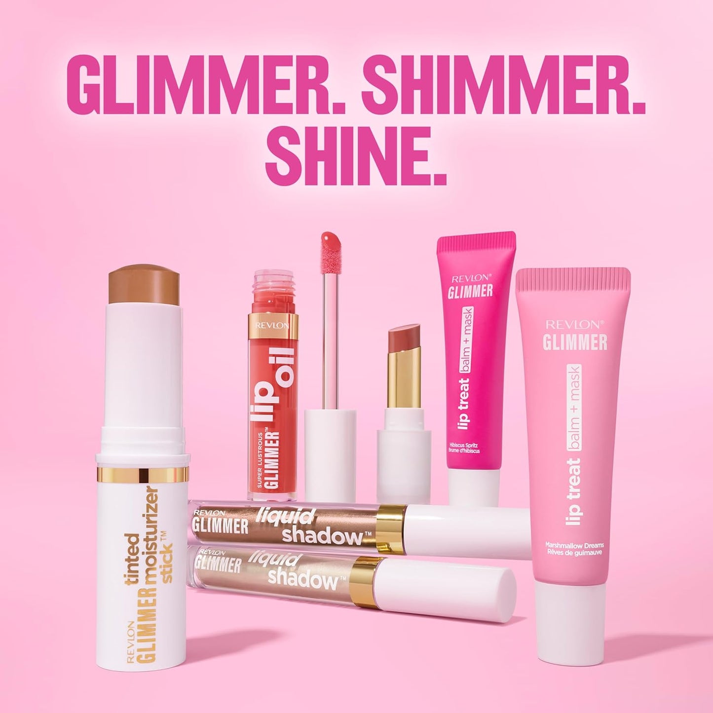 Revlon Glimmer Lip Treat Balm - Overnight Peptide Hydrating Lip Treatment | 005 Hibiscus Spritz, 0.4 fl oz