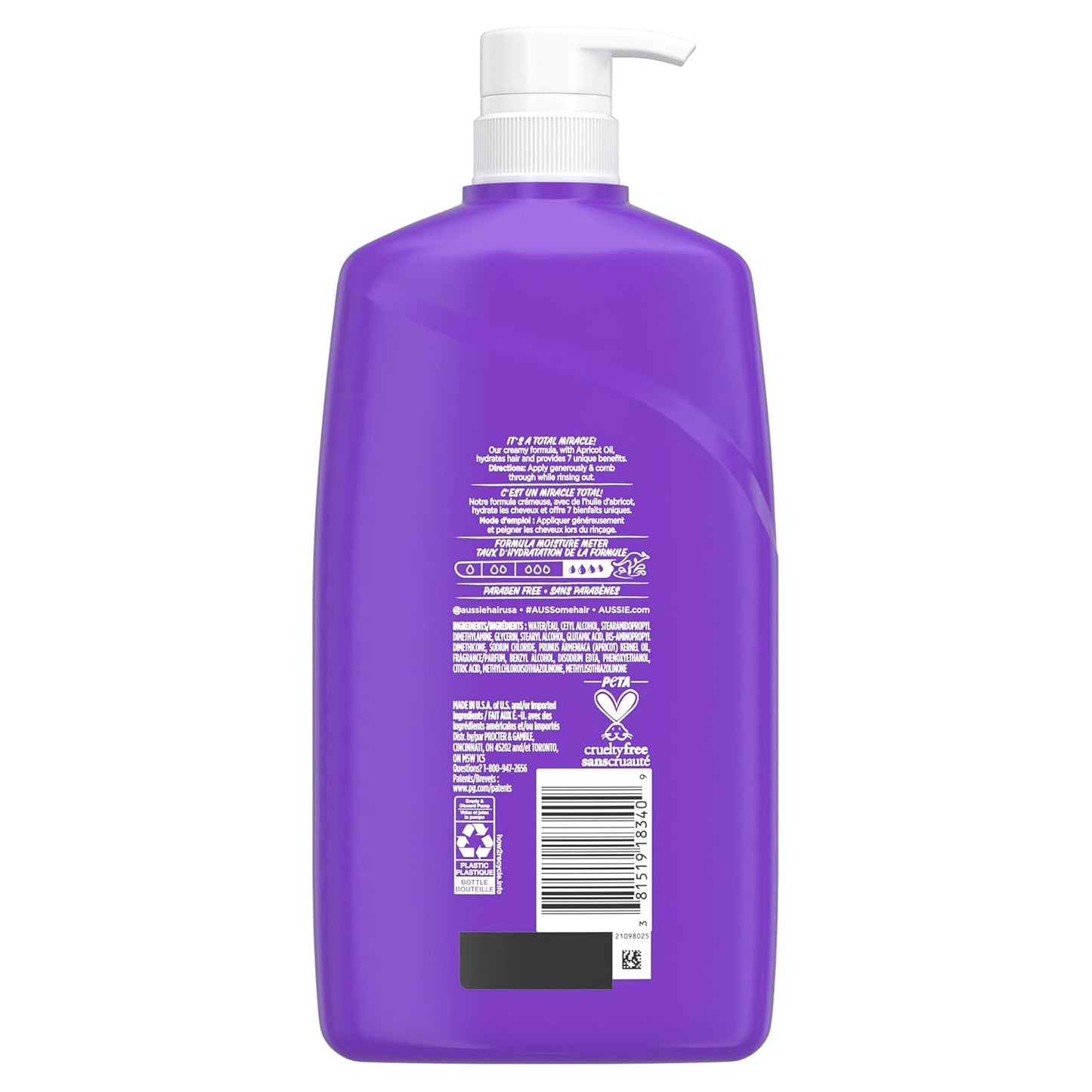 Aussie Total Miracle Hair Care Bundle | Shampoo & Conditioner with Apricot & Macadamia Oil - Paraben-Free, 26.2 & 8 Fl Oz