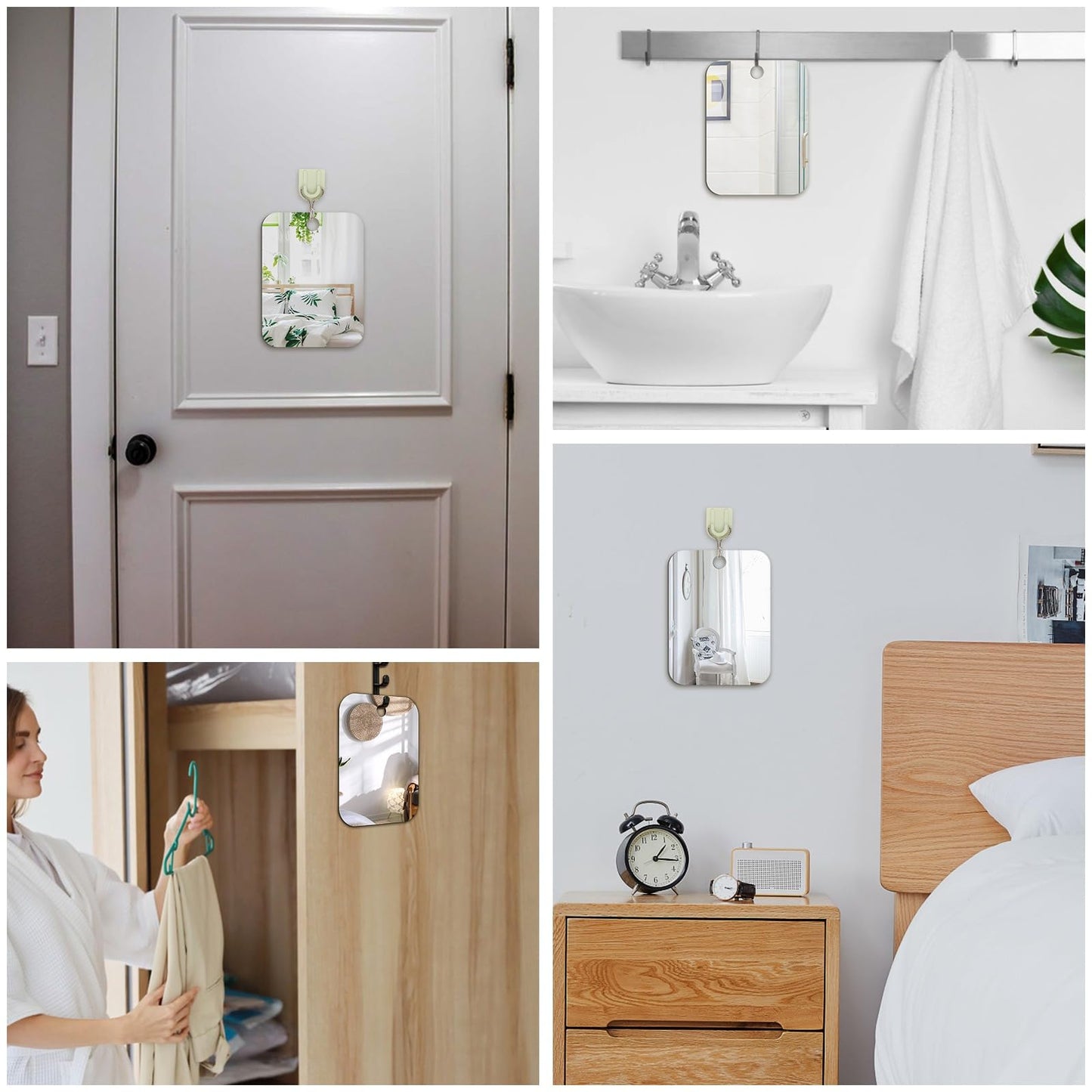 JUNEBRUSHS 2 Pack Medium Mirror for Shaving (6 × 8 inch) Fogless Shatterproof Mirror for Wall Hanging Bathroom Handheld Makeup Mirror for Men Portable Travel Camping Mirrors