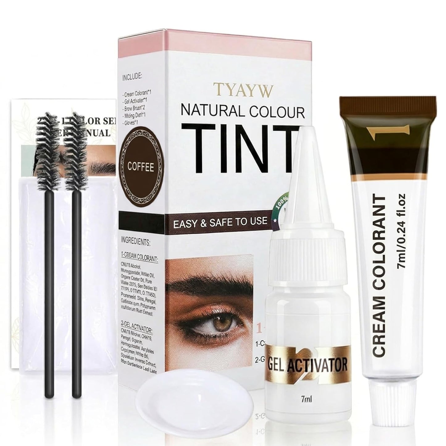 Lash Color Kit - Natural Eyebrow & Eyelash Coloring Set for Fuller Lashes | Easy DIY, 7ml (Brown)