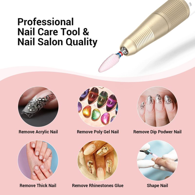 MelodySusie Ceramic Nail Drill Bit, 3/32'' (2.35mm) Professional Acrylic Nail File Flame Drill Bit for Manicure Pedicure Cuticle Gel Nail Polishing, Beginners Bits, Pink, Series Bit-S, Fine