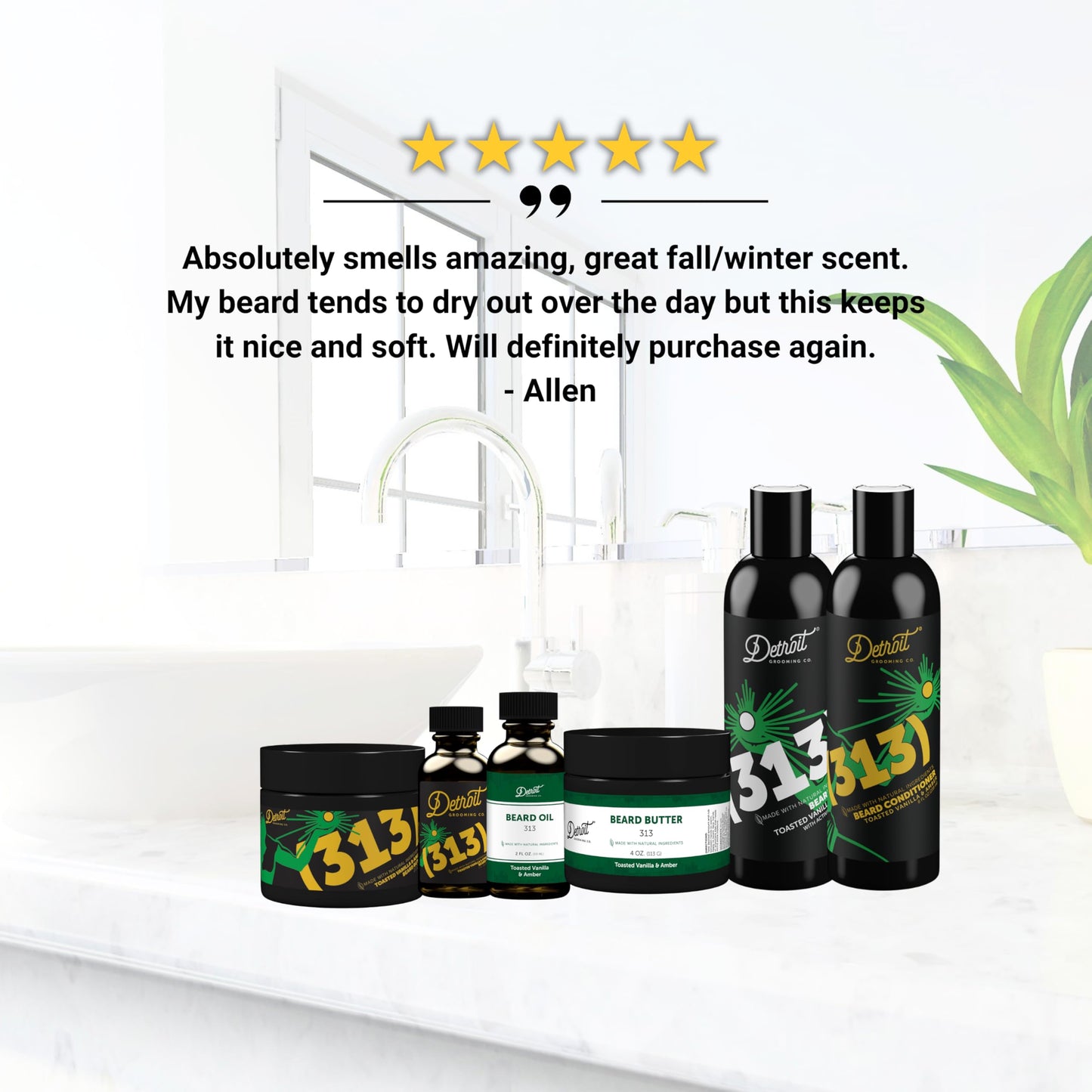 Detroit Grooming Co. Beard Oil (2oz) - Toasted Vanilla & Amber - Premium Nourishing Formula with Sweet Almond Oil & Vitamin E - Men's Beard Softener & Moisturizer - Double Size