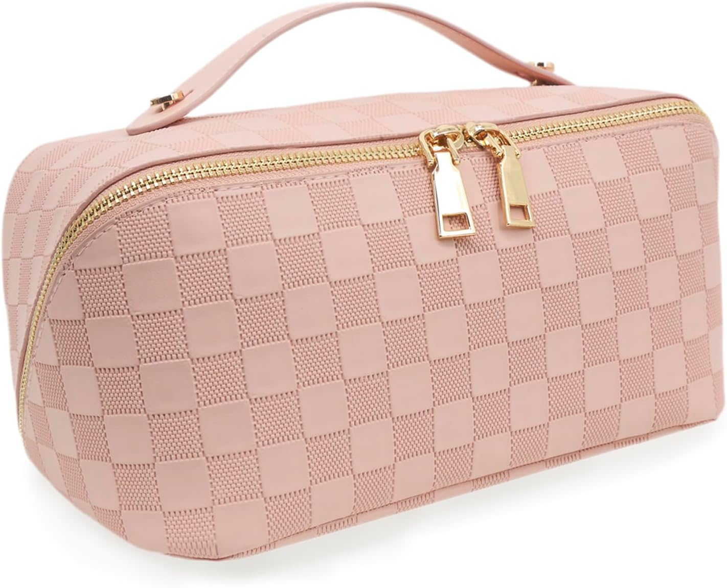 Travel Makeup Bag - Large Waterproof Cosmetic Organizer with Double Zipper | Pink Toiletry Pouch for Women