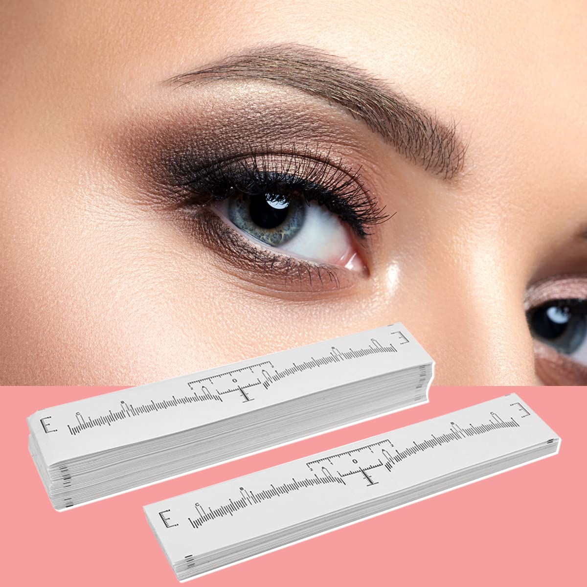 Eyebrow Ruler - 100 Pack Disposable Microblading Adhesive Stencil Guide | Precision Measuring Tool