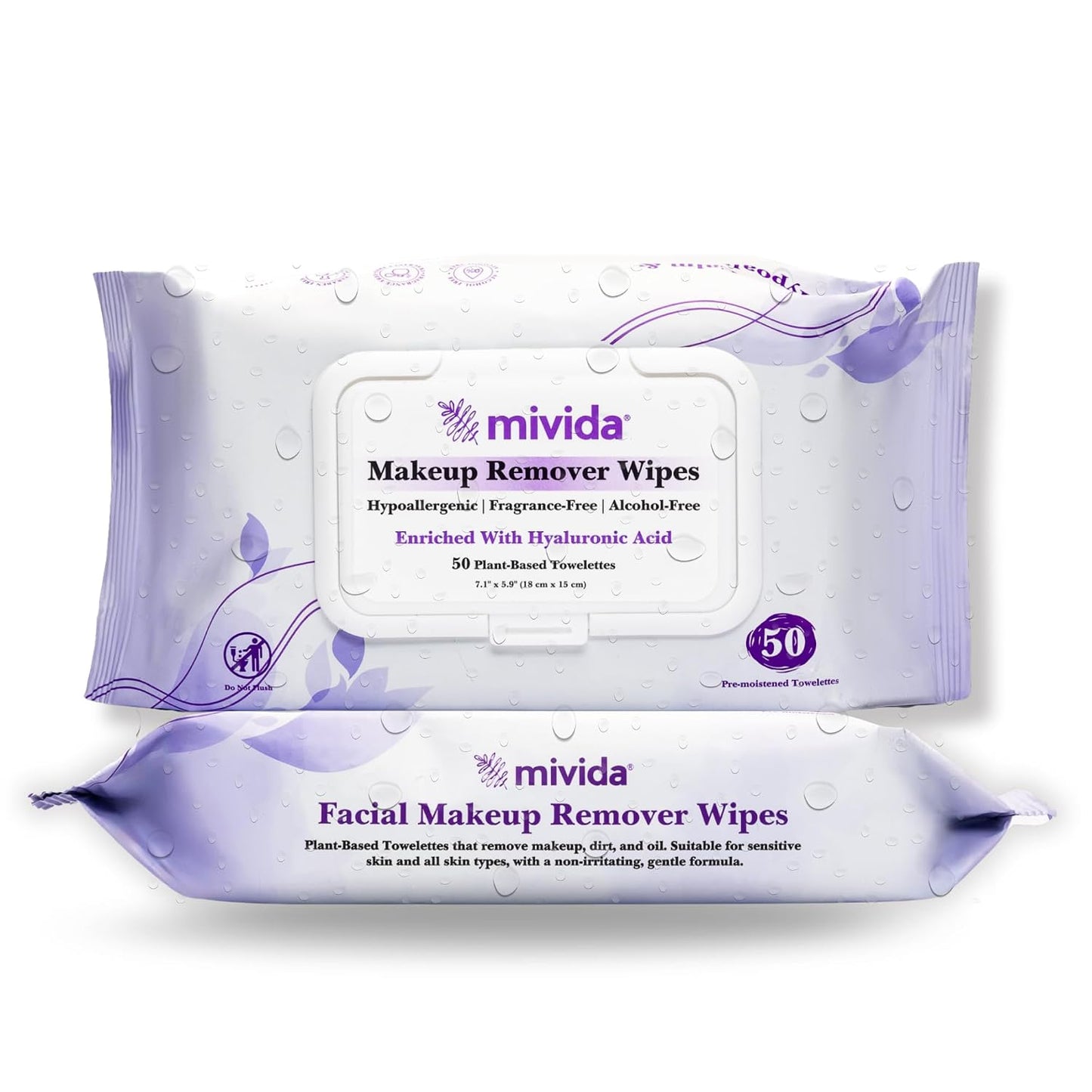 Hypoallergenic Makeup Remover Wipes - 200 Count Bulk Pack | Vitamin E, Fragrance-Free & Alcohol-Free for Sensitive Skin