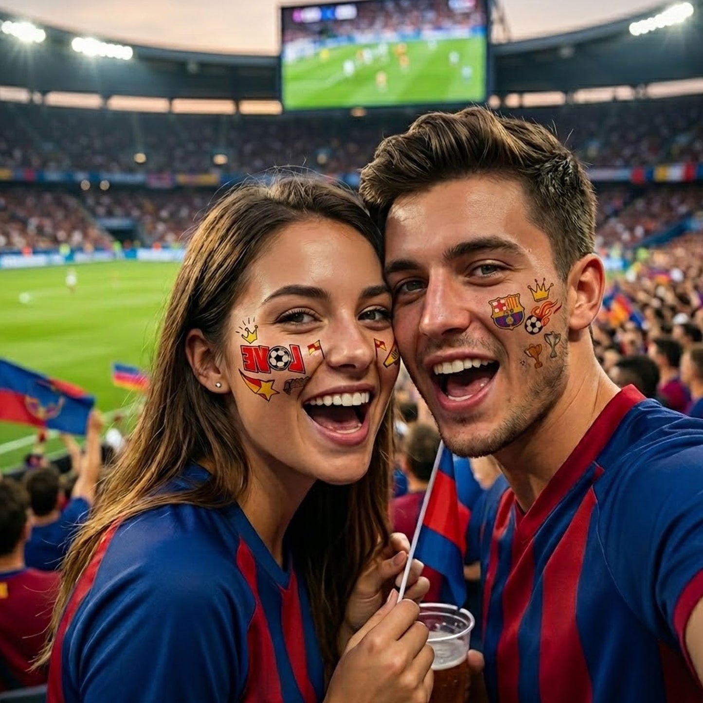 6 Sheets 2026 Soccer World Cup Temporary Tattoos for Football Face Tattoo Stickers Party, Soccer Face Temporary Tattoos for Game Day, Fan Events Ball Game Goodies Decoration