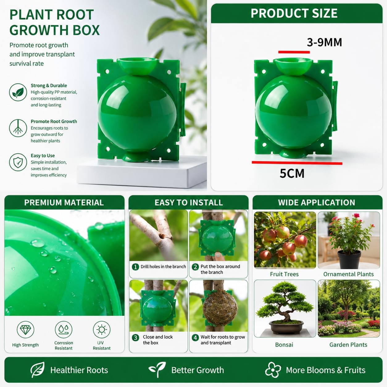 High Pressure Air Layering Pods - 10 Pcs Propagation Balls for Plant Grafting & Root Growth | Reusable Moisture Lock Design