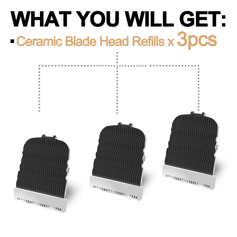 GORLENT 3 Pcs Replacement Trimmer Blades for Manscapes The Lawns Mower 4.0 3.0 2.0 Series, Ceramic Trimmer Blade Refill Cartridge with Skin Guard & Easy Snap-in Design