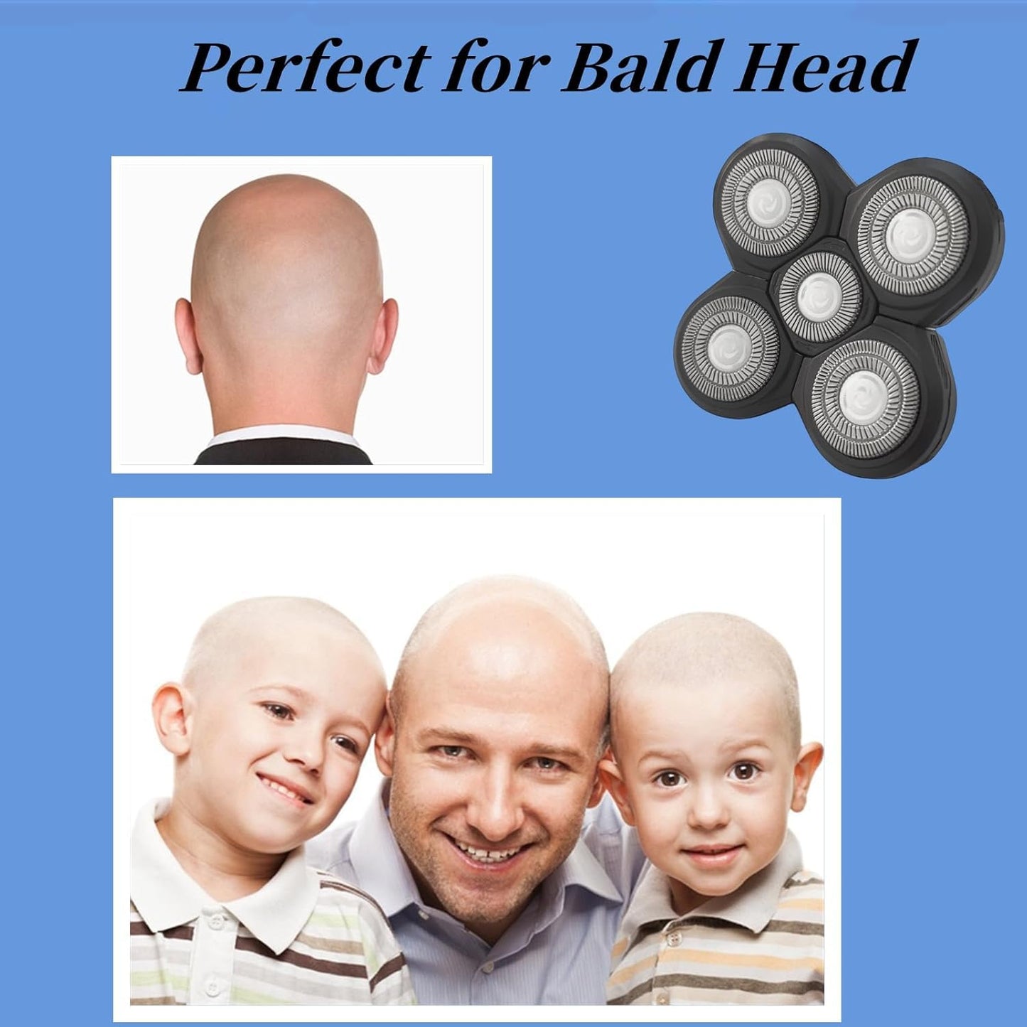 Head Shaver Replacement Blade Compatible with Grooming Bald Head Shaver,5 Blades Shavers Replacemen Heads for Bald Men Freedom Shaving,Electric Razor Blades Heads Compatible with Flex Series Shaving