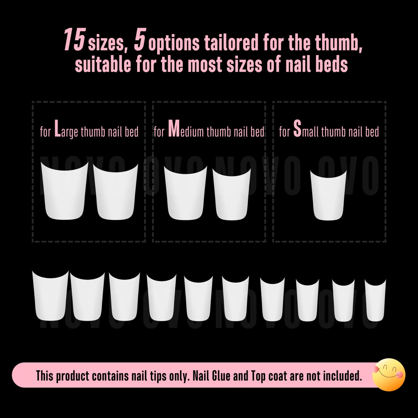 NOVO OVO Square French Tip Nail Tips, Extra Thick Soft Gel Tips Full Cover, Pre-Etched False Nails (Need Builder Glue Gel & Top Coat)