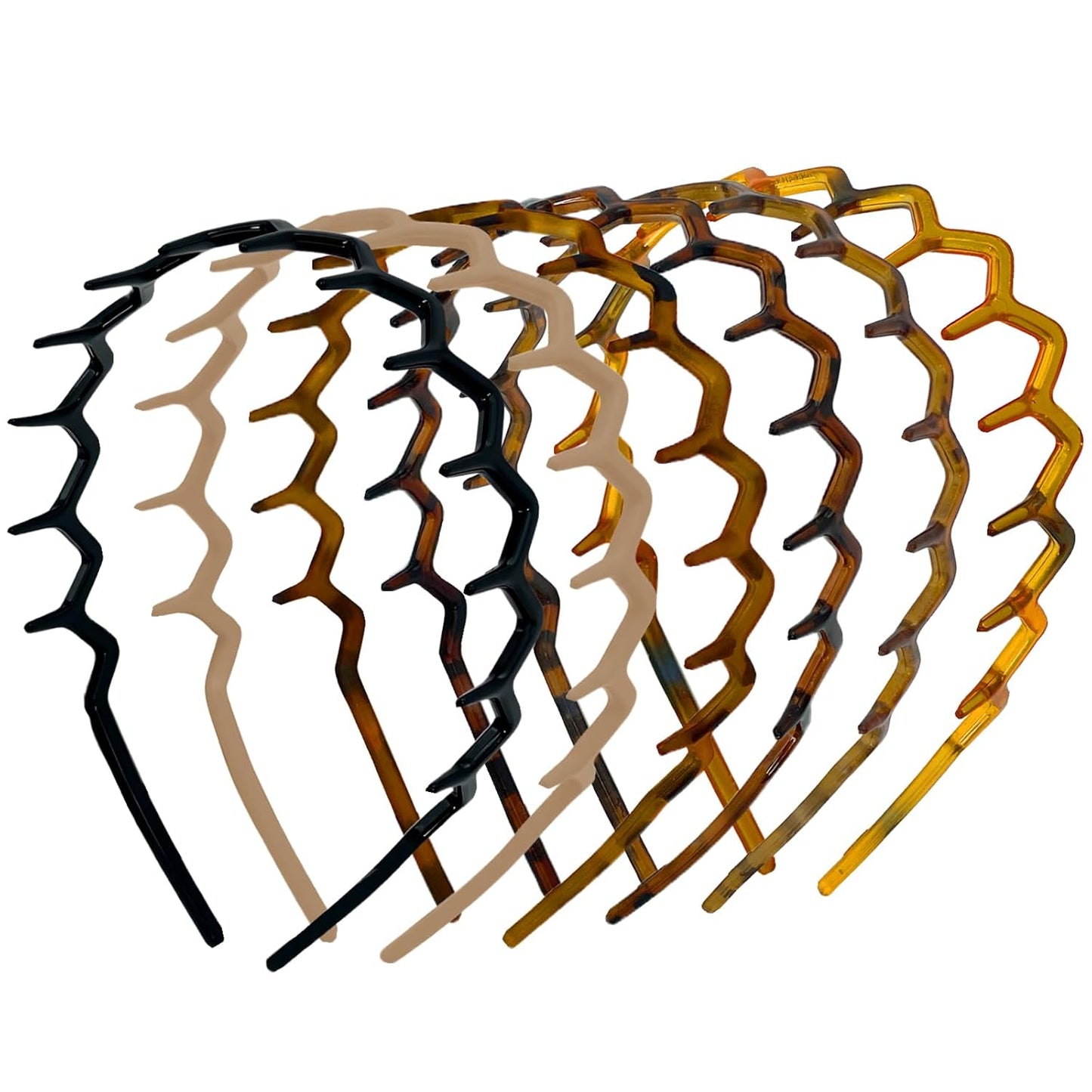 Zig Zag Headbands for Women - Non-Slip Hair Bands | 6 Pack, Retro Style Hair Accessories for Daily Use