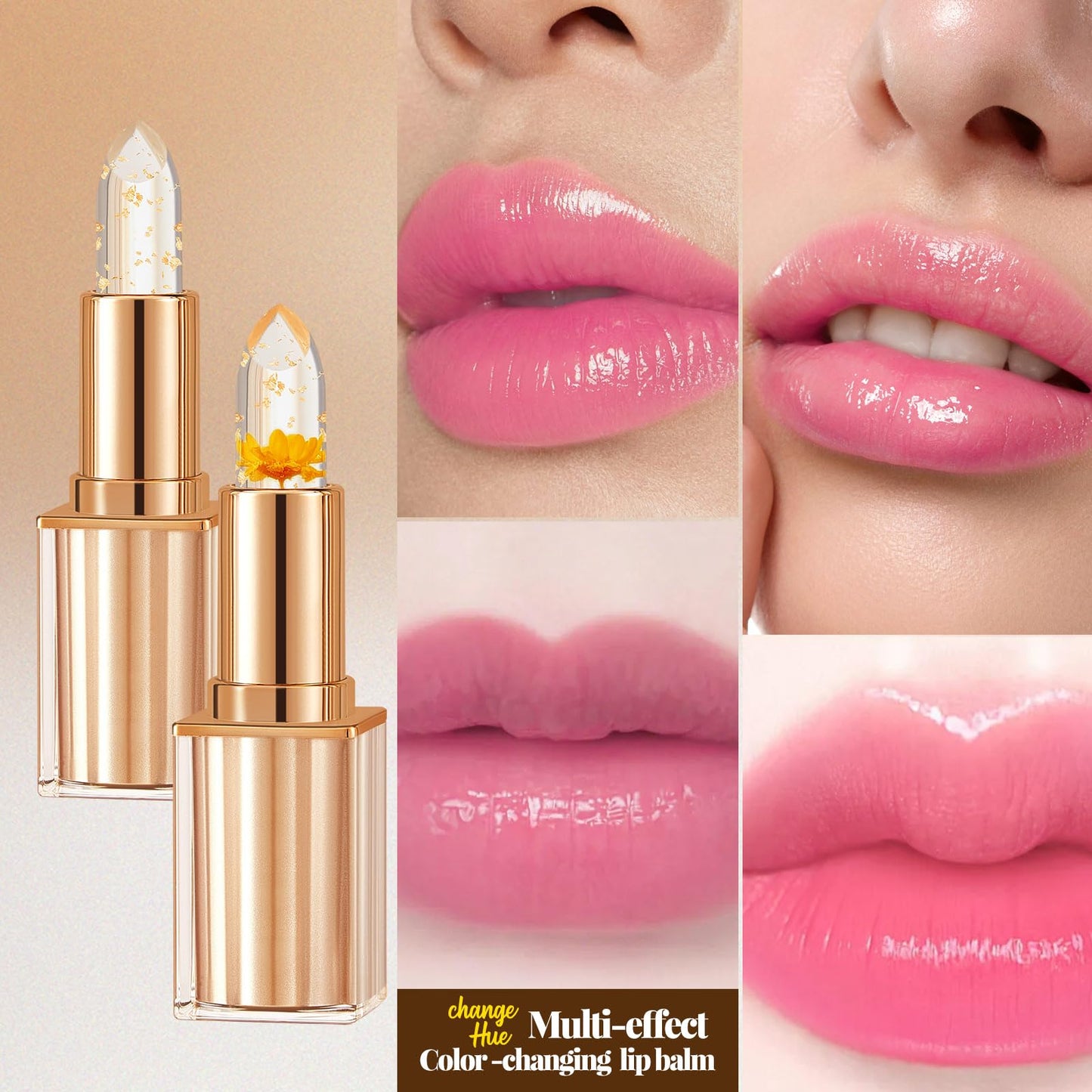 TAEERY Color-changing Lip Stain, Lip Tint, Tinted Lip Balm, Lipsticks for Women, Suitable for All Skin Tones, Create a Charming Look, Moisturizing Lips, Long-lasting Waterproof Gold leaf (3.5g * 2)