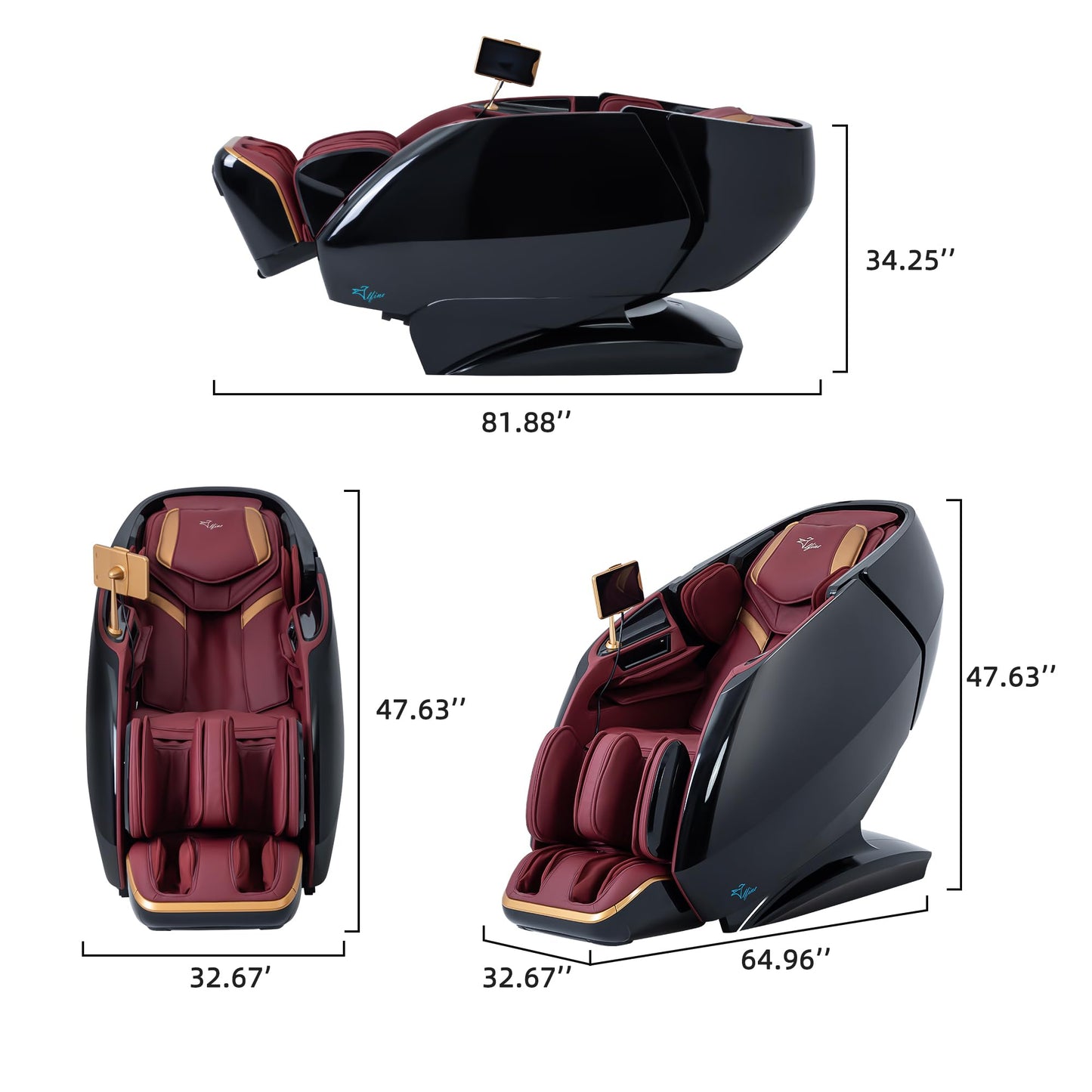 Alfine A860 Full Body 4D Massage Chair - Intelligent Health Detection, Dual-Core System, Zero Gravity Recline, Premium Leather, Customizable Programs, Smartphone Control (Black)