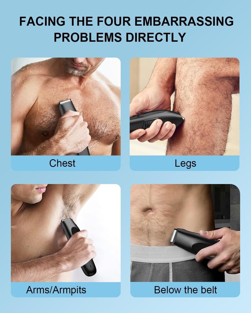 Body Hair Trimmer, Vacuum Clippers with Hair Suction, Waterproof, Electric Bikini Trimmer with Body Clippers for Cut Leg, Chest, Arm, USB Recharge