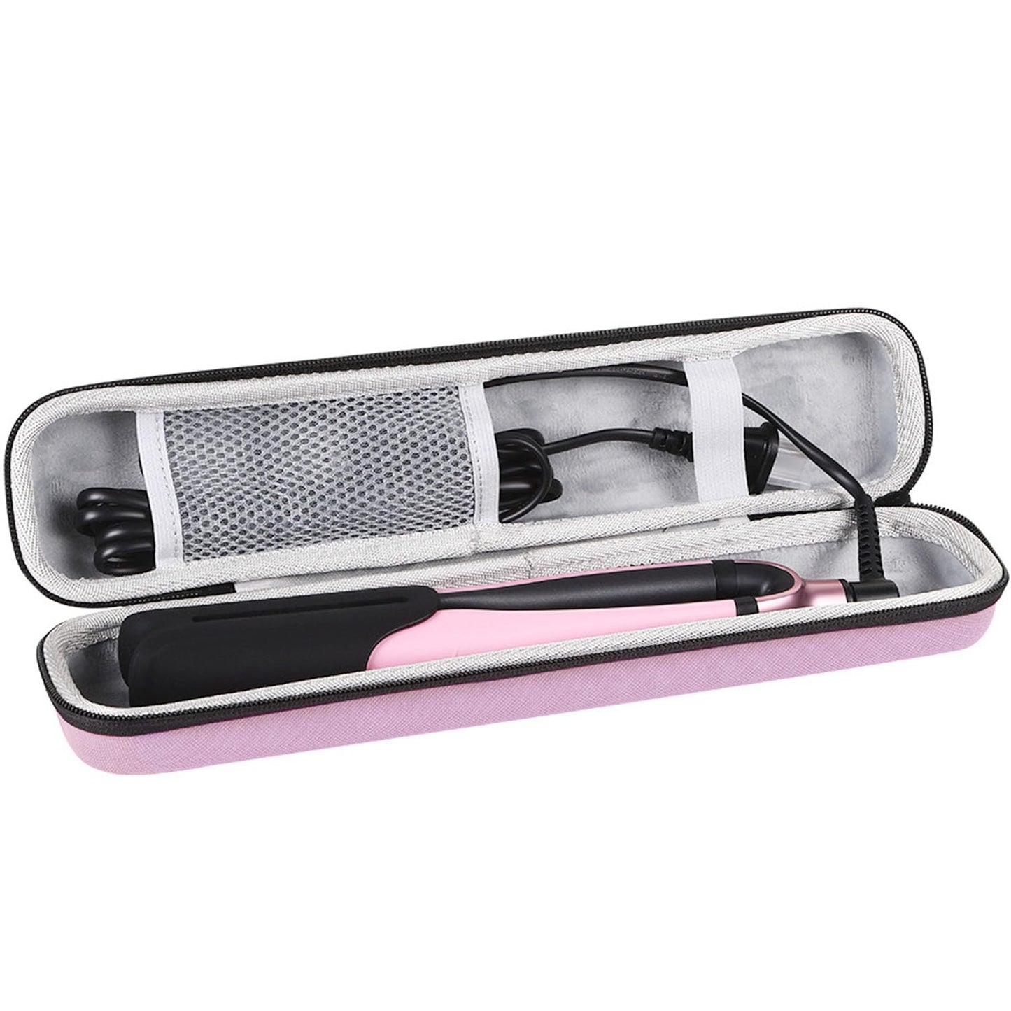 Curling Iron Travel Case, Festwarm Hard Carry Bag for Straightener Curling Irons Styler with Handle, EVA Flat Iron Cases for Vacation(CASE ONLY, Light Pink)-13.3"x2.3"