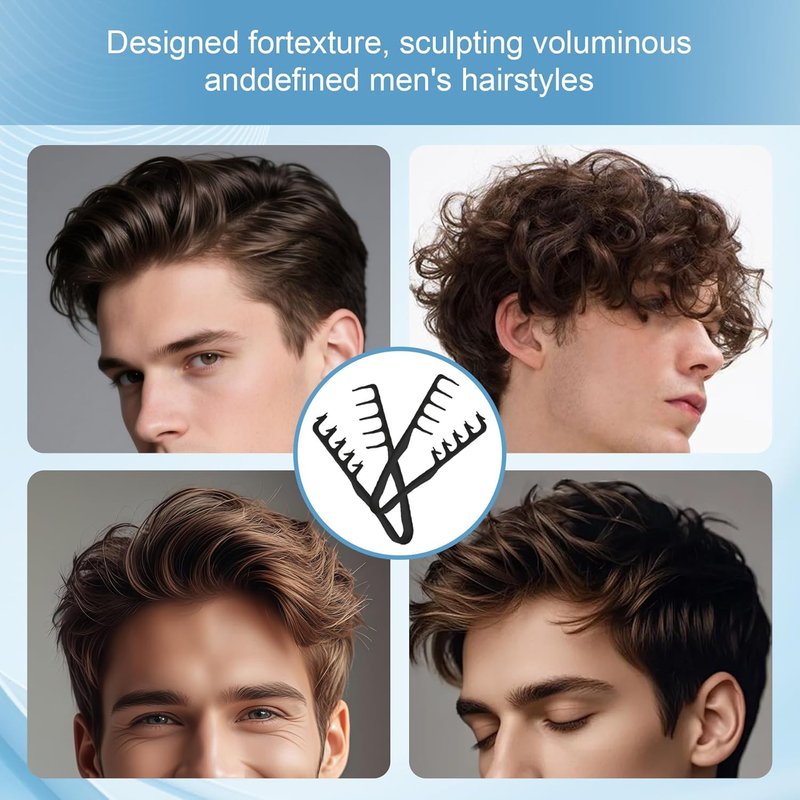 Wide Toothed Hair Comb Set - Dual-Purpose Textured Grip & Folding Design for Travel | Voluminous Styling Accessory