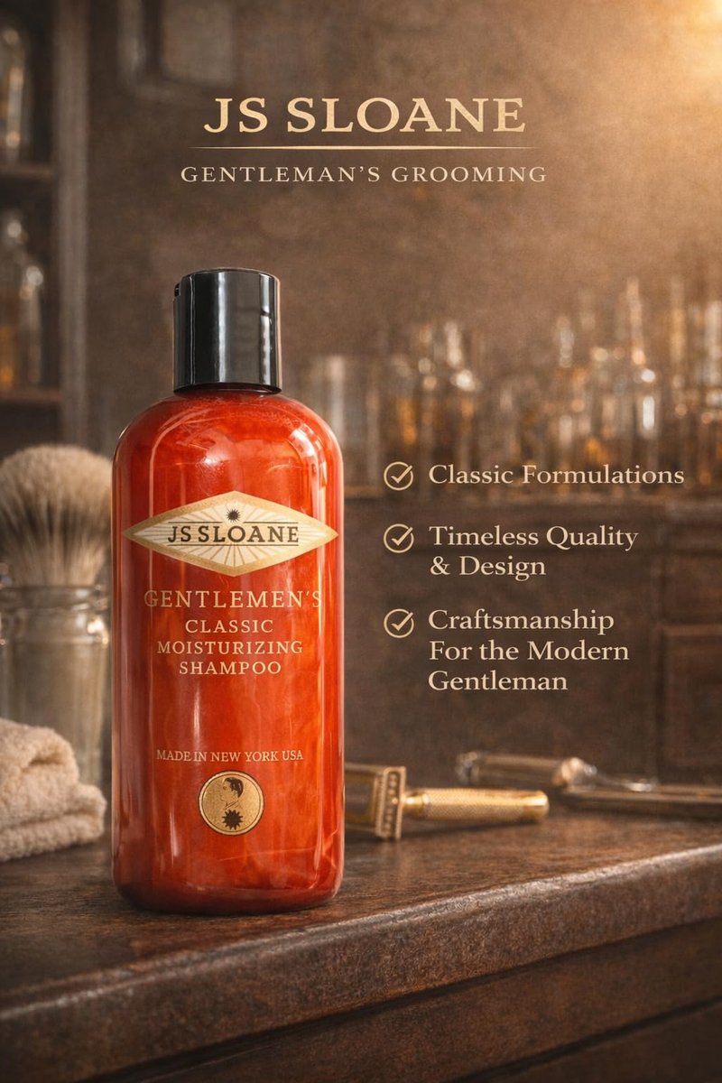 JS Sloane Moisturizing Shampoo for Men – Hydrating Formula for Dry Hair – Strengthening with Vegetable Protein – Premium Daily Grooming Shampoo (8 oz)
