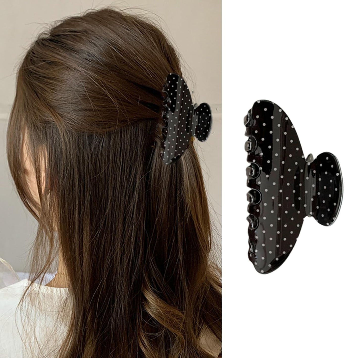 Retro Hair Clips - Cute Black Cat Hair Claw Clips with Rhinestones | 3-Piece Set for Short Hair