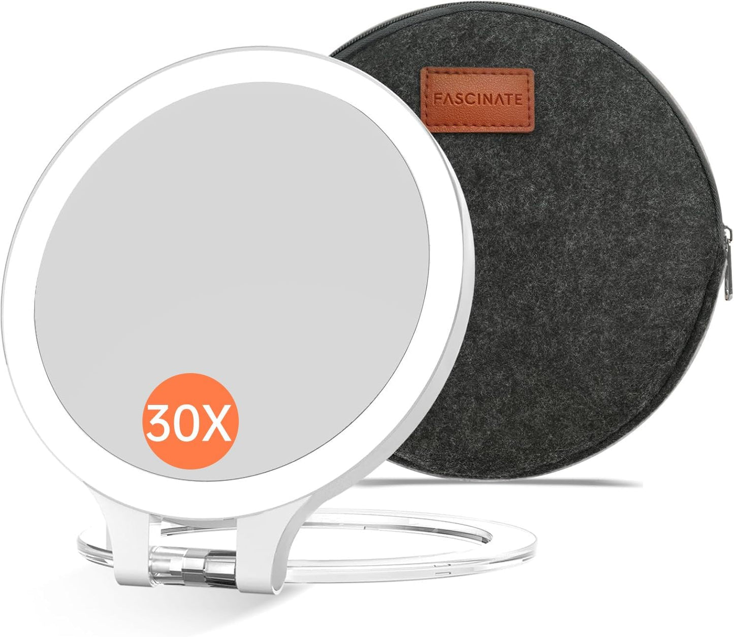 10X 1X Double-Sided Magnifying Makeup Mirror - Rechargeable Lighted with 3 Color Settings | Adjustable Rotation