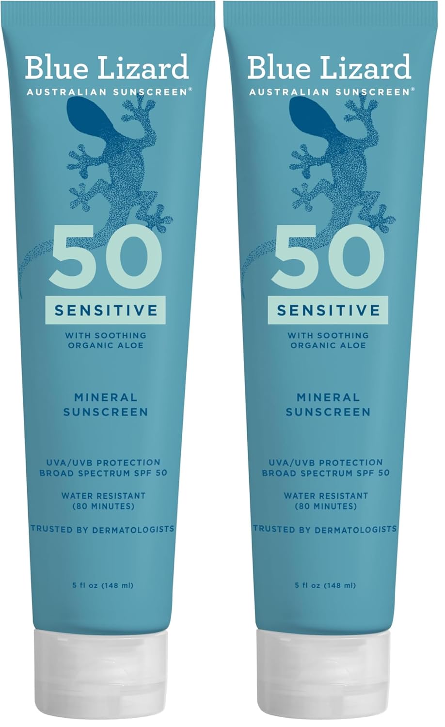 Blue Lizard Sensitive Mineral Sunscreen SPF 50 - 100% Mineral UVA/UVB Protection with Aloe Vera | 5 fl oz