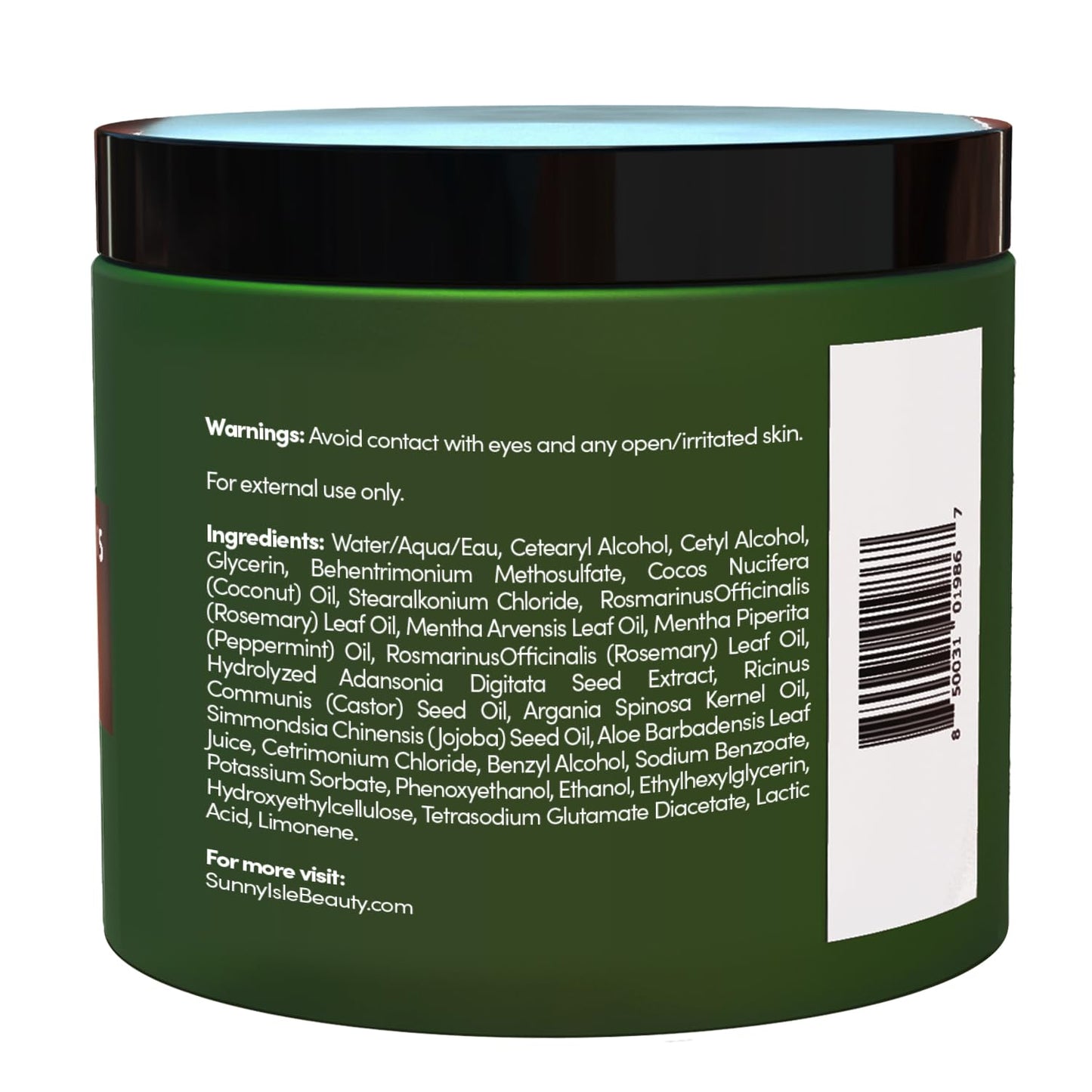Sunny Isle Rosemary Mint Hair & Strong Roots Masque - Biotin, Jamaican Black Castor Oil - 16 oz