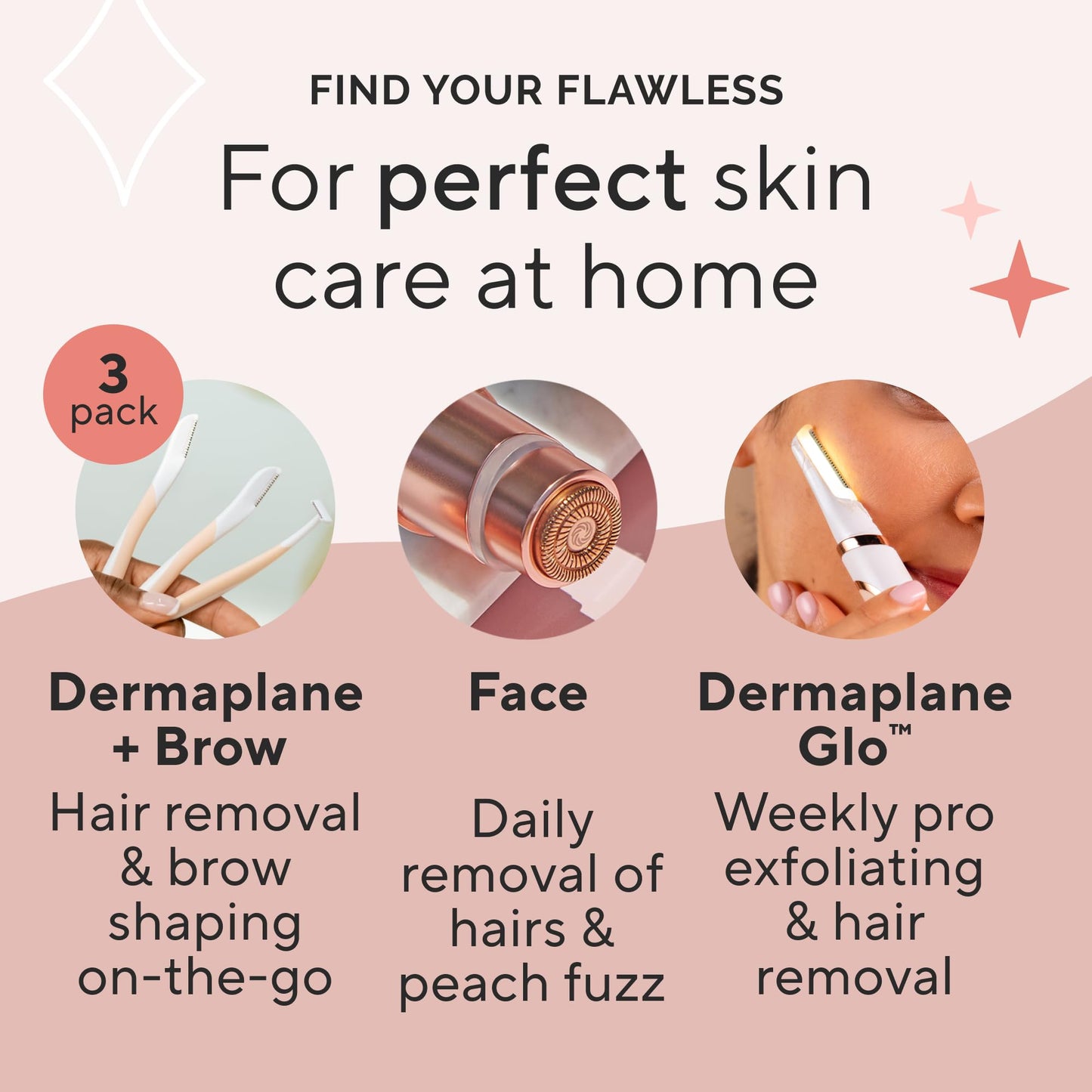 Finishing Touch Flawless Dermaplane Facial Exfoliator and Hair Remover, Facial Hair Removal for Women, 6 Count