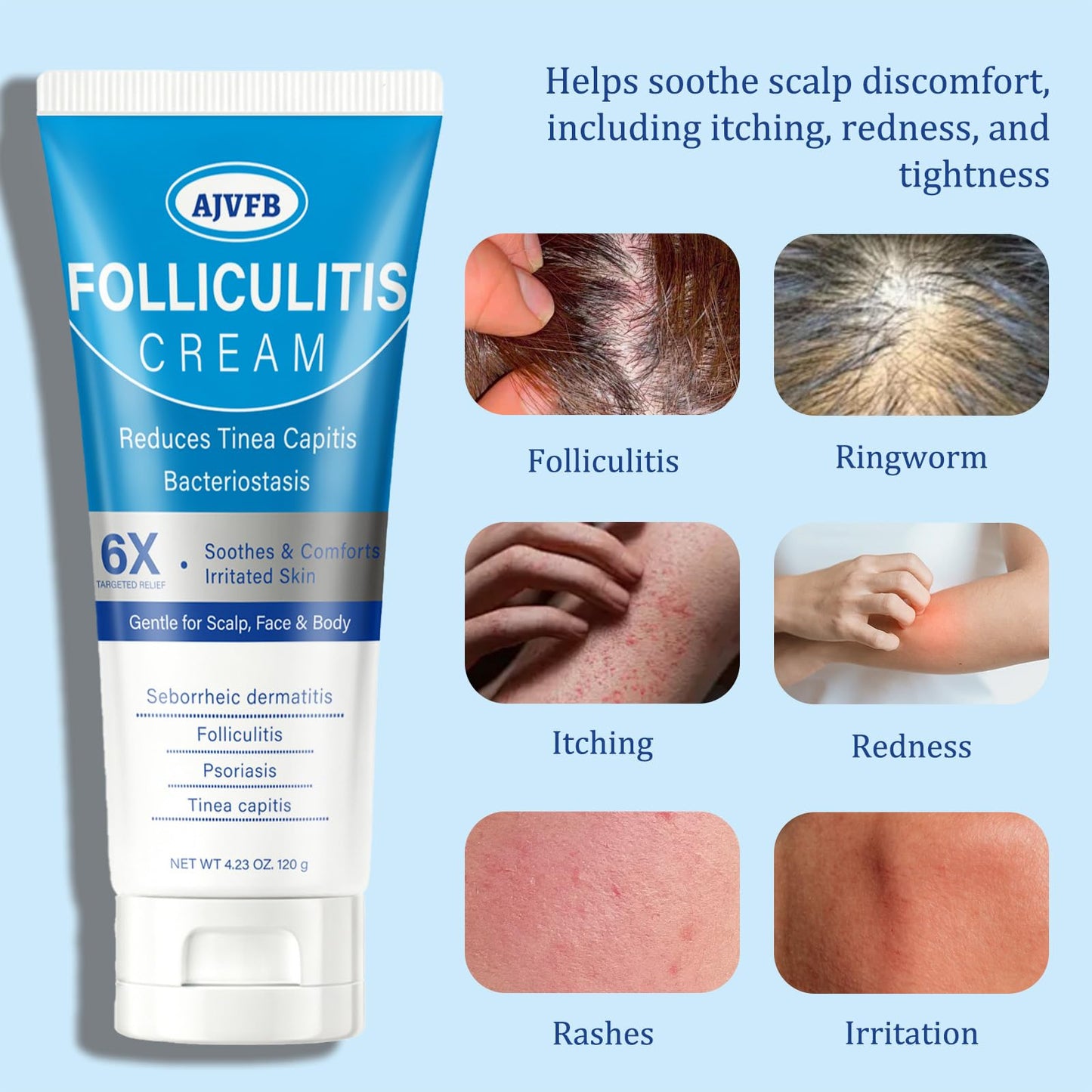 Folliculitis Care Cream – Multi-Use Ointment for Scalp, Face, Body & Buttocks – Targets Bumps, Razor Burn & Scalp Scabs – Non-Greasy Formula for Sensitive Skin (1)