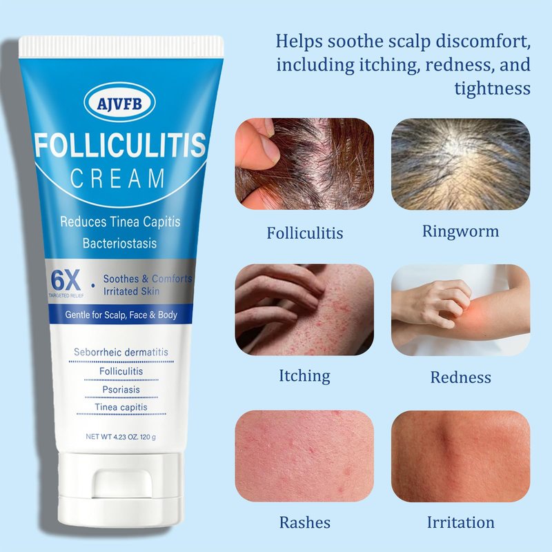 Folliculitis Care Cream – Multi-Use Ointment for Scalp, Face, Body & Buttocks – Targets Bumps, Razor Burn & Scalp Scabs – Non-Greasy Formula for Sensitive Skin (1)