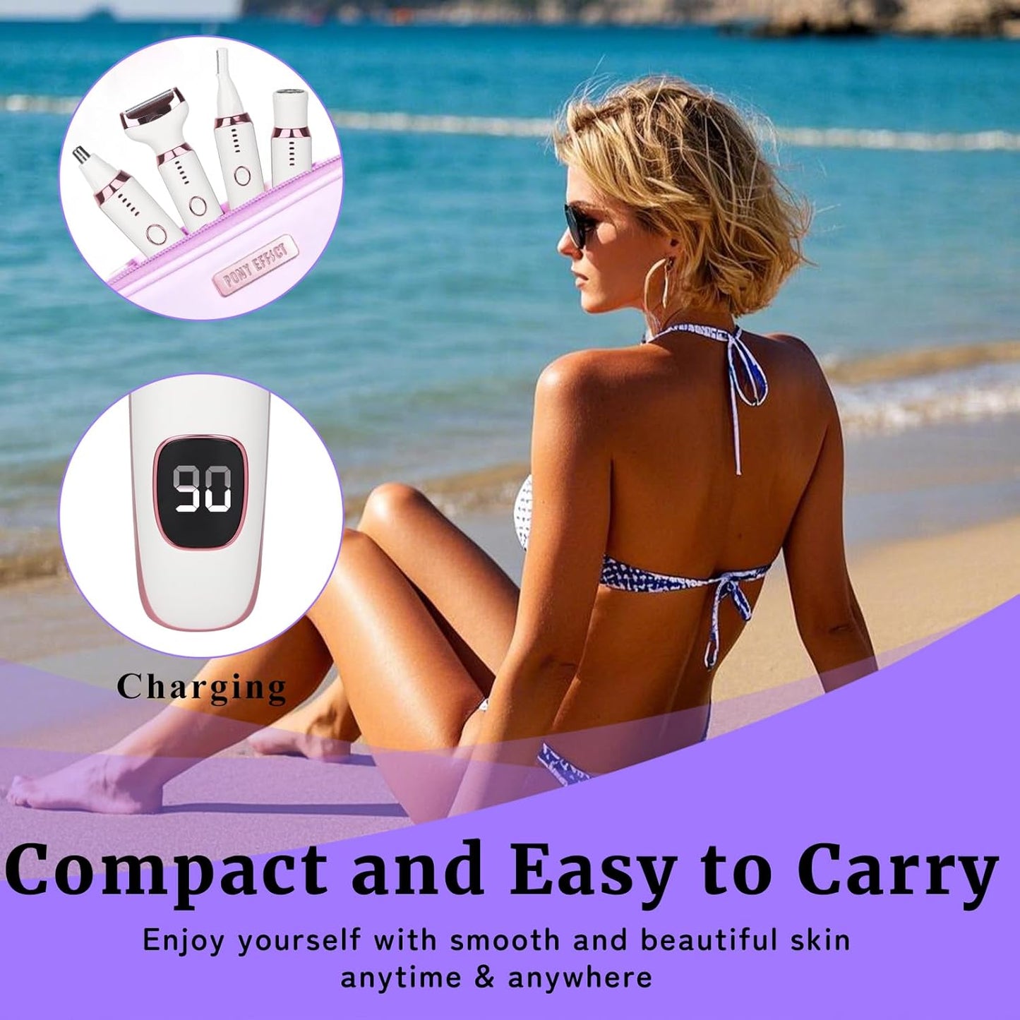 Electric Razor for Women & Men - 4-in-1 Rechargeable Shaver with LED Display | Painless Hair Removal for Face, Body, Legs, Bikini (White)
