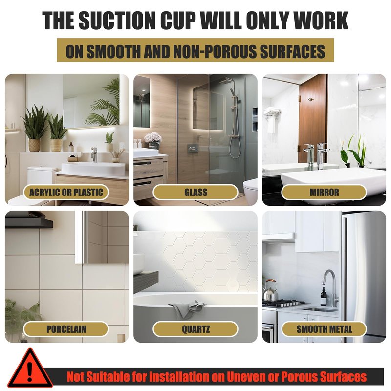 BKV Suction Cup Razor Holder for Shower,Reusable Shaver Holder for Shower,Stainless Steel Bathroom Suction Hooks for Towel,Loofah,Shaver,Damage Free Install & Remove-Black(2 Pack)