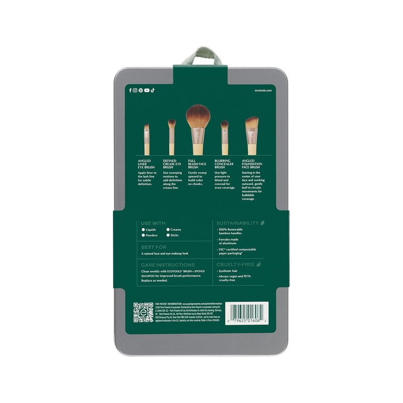 EcoTools Makeup Brush Set - 6 Eco-Friendly Brushes for Eyeshadow, Blush, Concealer & Foundation | Vegan & Cruelty-Free